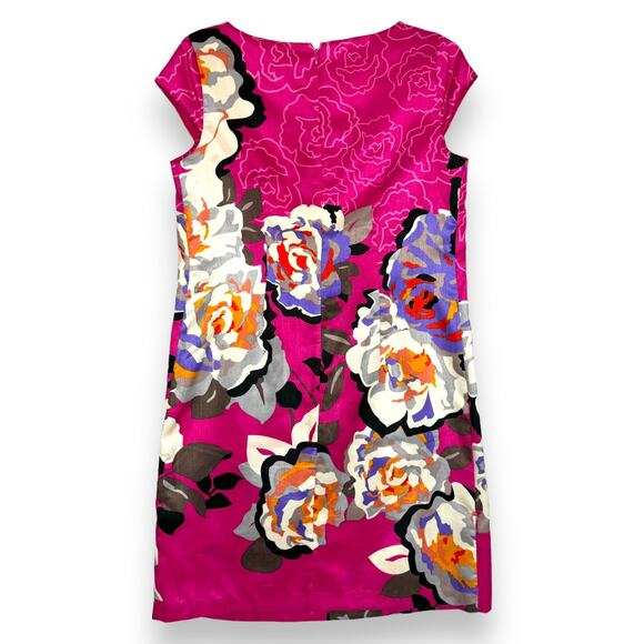 Y2k Bloomcore Floral Sheath Dress 6 Cap Sleeve Retro Glam Barbie Pink Statement - Picture 3 of 12
